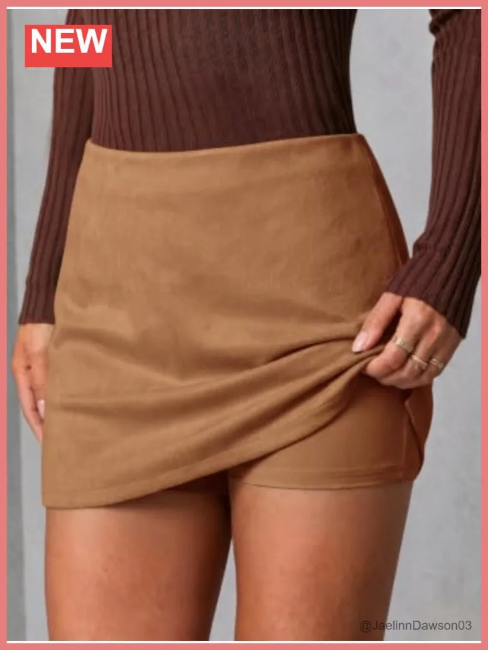 Faux Suede Side Slit Bodycon Mini Skirt with Built-in Shorts